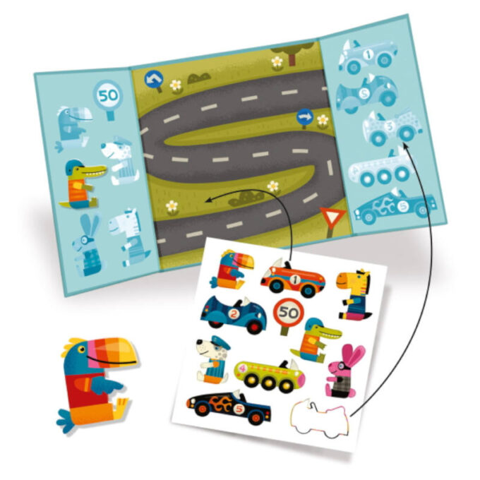 Väikelapse korduvkasutatavad kleepsud "Autod"
