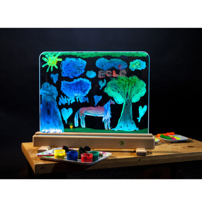 Klaasist joonistustahvel LED valgusega