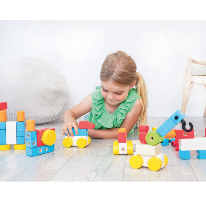 Puidust ehitusklotsid "Elemento" (102 osa)