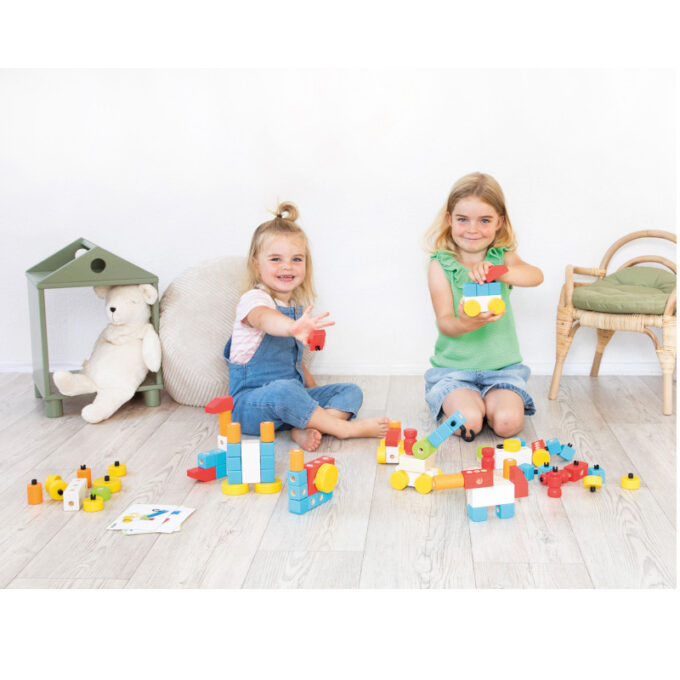 Puidust ehitusklotsid "Elemento" (102 osa)