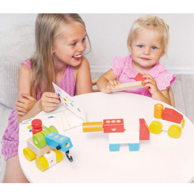 Puidust ehitusklotsid "Elemento" (102 osa)