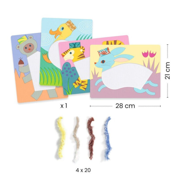 Meisterdamiskomplekt takjakinnitusega "Mütsidega loomad"