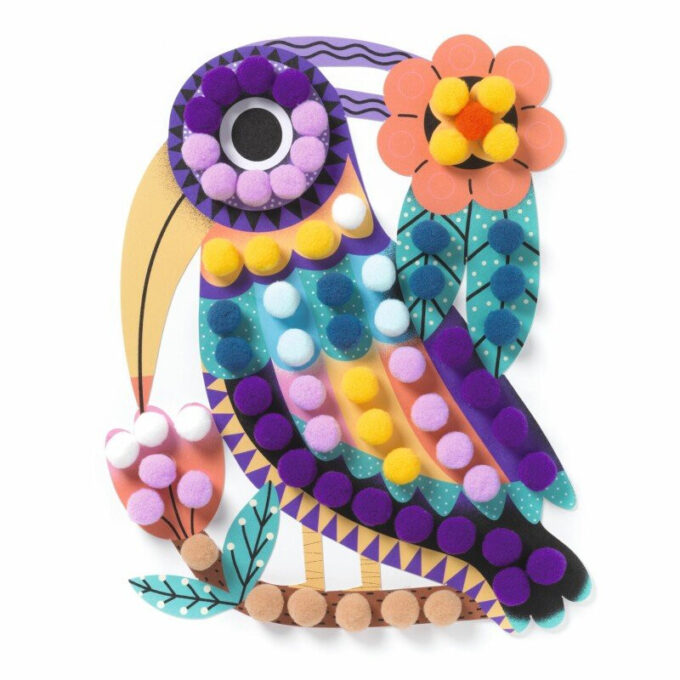 Kleepimiskomplekt plüüspallidega "Linnud"