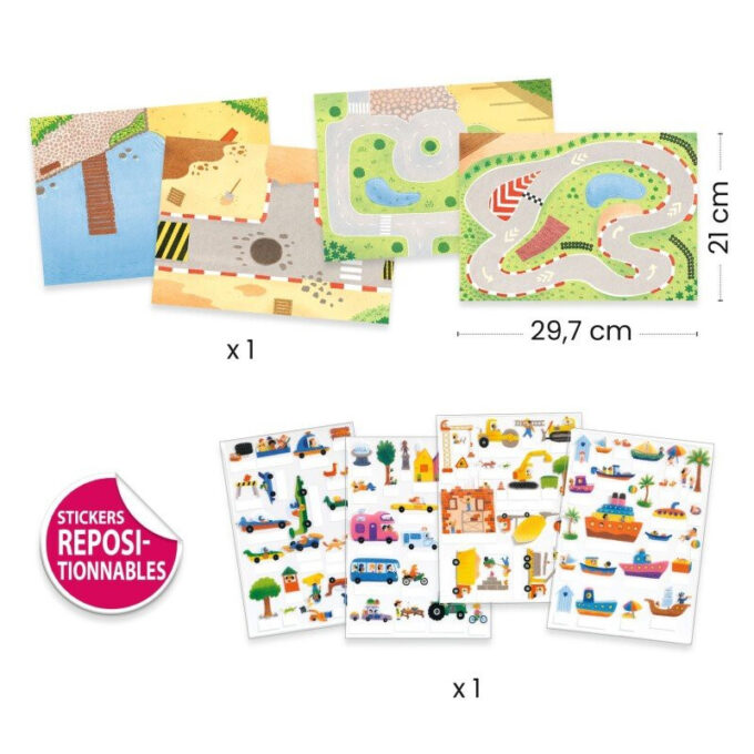 Korduvkasutatavad 3D kleepsud "Sõidukid"