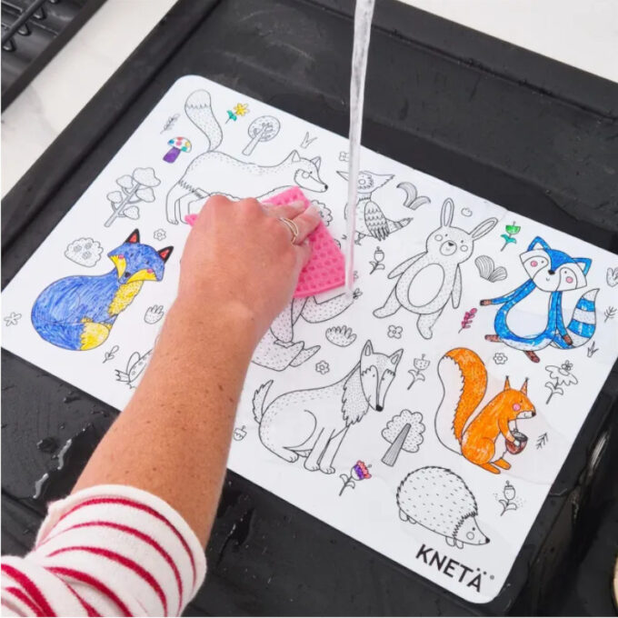 Korduvkasutatav värvimismatt "Metsaloomad" (12 pliiatsiga)