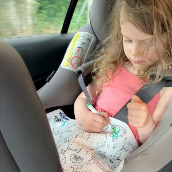 Korduvkasutatav värvimismatt "Metsaloomad" (12 pliiatsiga)